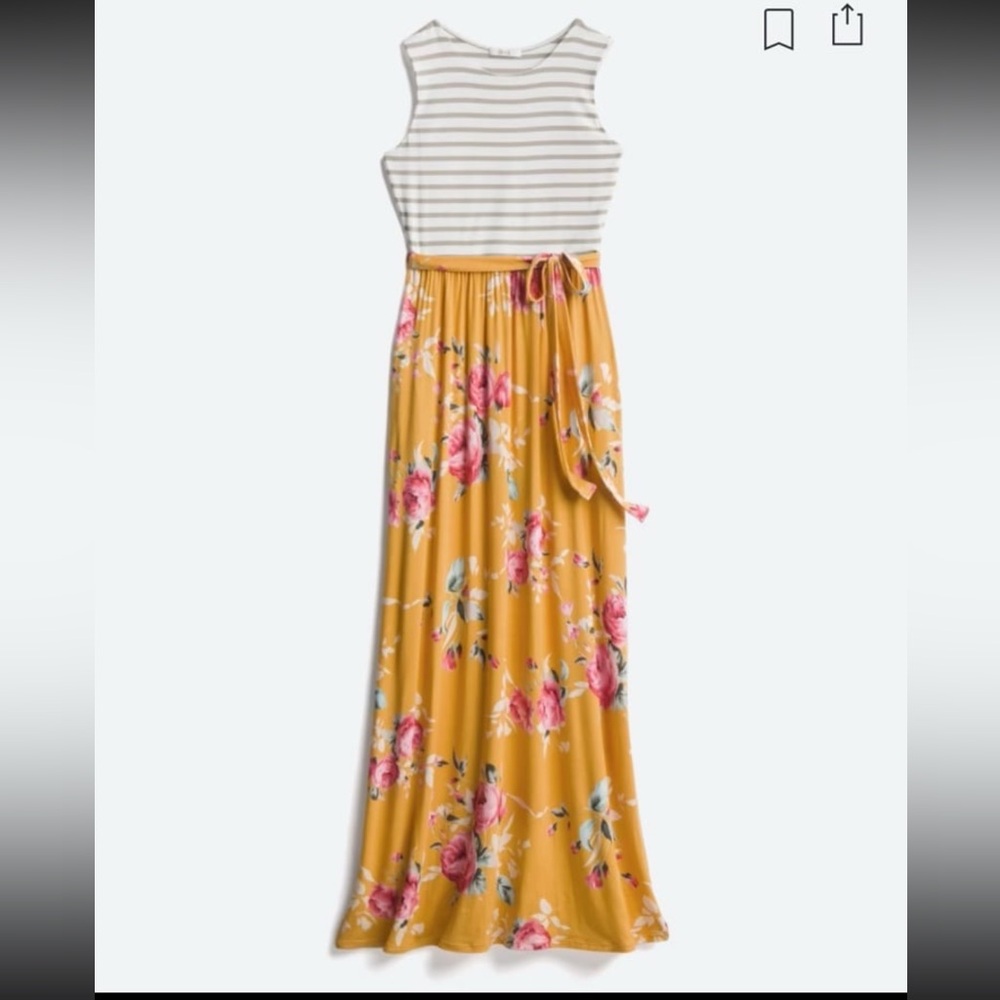 Lux & Co Mustard Floral Maxi Dress